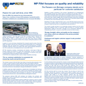 MP Filtri Giovanni und Monica Pasotto vision - MP Filtri